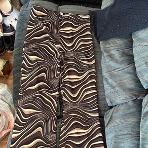 Wavy Striped Boot Cut Pants - Brown & Cream